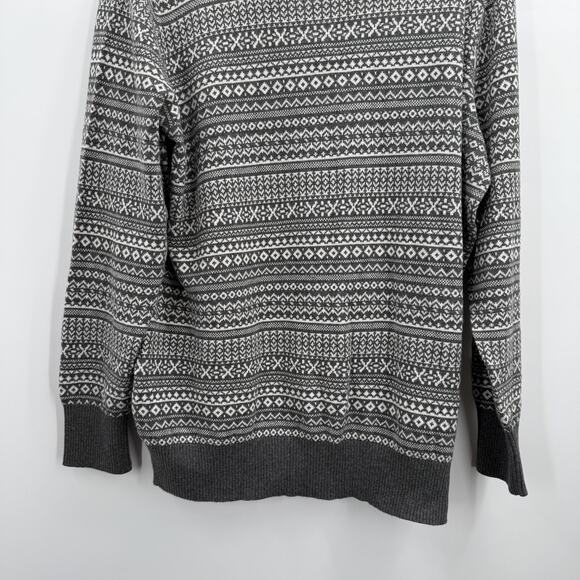 L.L.Bean Sweater Womens XL Gray White Turtleneck Fair Isle Nordic Cashmere Blend - Picture 3 of 11